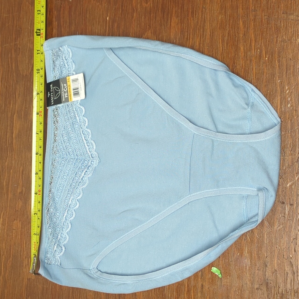 7/L Vanity Fair 1 high cut panties HarborHaze Blue 13129 NWT 92% cotton